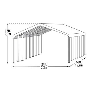 ShelterLogic Ultra Max 24Ft.W Industrial Canopy — 50ft.L x 24ft.W x 12ft.H, 2 3/8in. Frame, 18-Leg, Model# 27274  Ultra Max   2 3/8in. Dia. Frame Canopies