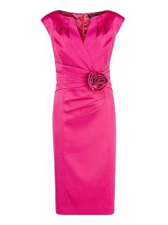 Alexon Hot pink sateen rosette dress Pink
