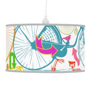 Bright Colors Stylized Vintage Bicycle Pattern Hanging Lamps
