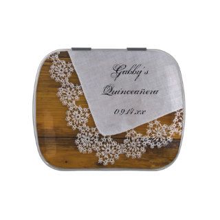 Country Lace Quinceanera Favor Candy Tin