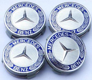 VR Mercedes Benz NABENKAPPEN FELGENDECKEL Chrom und Blau A C E S CLASS SL SLK ML GL CL CLK Auto
