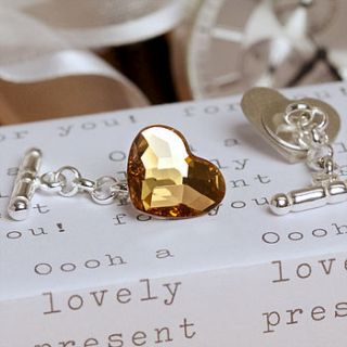 swarovski gold crystal heart cufflinks by slice of pie designs