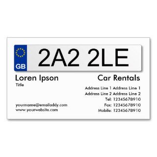 UK Number Plate   White Business Card
