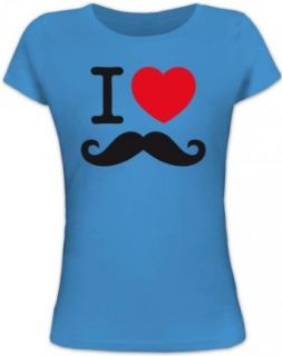 Shirtstreet24, I LOVE SCHNURRBART, Moustache Mustache Lady / Girlie T Shirt Fun Shirt Funshirt Bekleidung