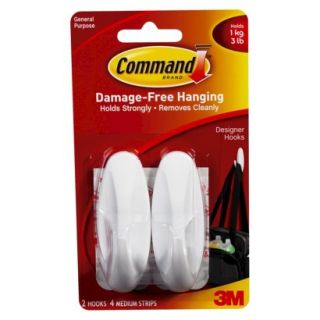 3M Command Damage Free Hanging Hook 2 Pack   White