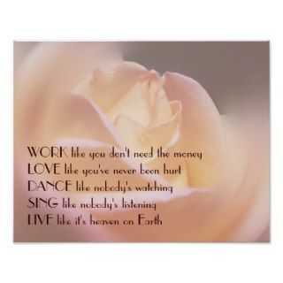Work Love Dance Soft Rose Inspirational Quote Posters
