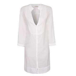 polina white cotton long line shirt by the style standard