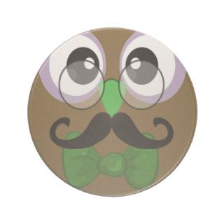 Retro Owl with Mustache Moustache Beverage Coasters