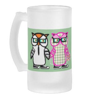 New Funny Bride & Groom Hipster Owls Beer Mug Gift