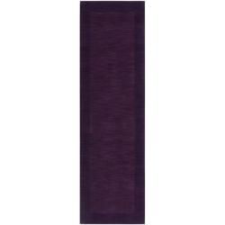 Hand crafted Purple Tone On Tone Bordered Wool Rug (2'6 x 8') Runner Rugs