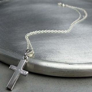 personalised solid silver cross necklace by hersey silversmiths
