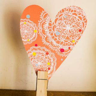 orange dotty bohemian heart decoration by rachael taylor