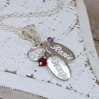 personalised silver birthstone necklace by indivijewels