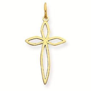 14K Laser Designed Cross Charm Pendant   Gold Jewelry Reeve and Knight Jewelry