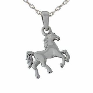 Horse Animal Charm Pendant 18 inch Necklace Set .925 Sterling Silver 10k or 14k White Gold (10k Yellow Gold) Jewelry
