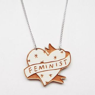 feminist illustrated necklace by kate rowland illustration