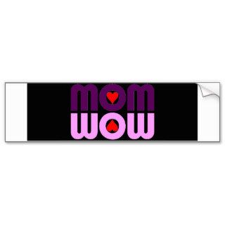 MOM WOW Red Hearts Reflection Sticker Bumper Stickers