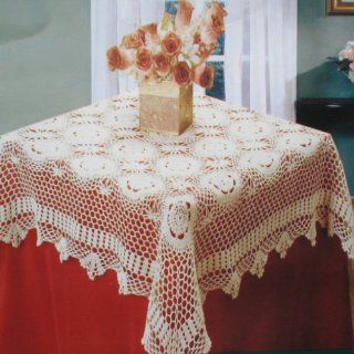 100% Cotton Handmade Crochet Table Cloth Beige 45" Square   Table Runners