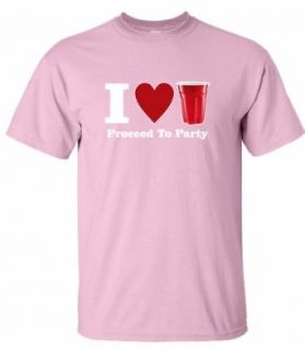 Adult Pink Red Solo Cup Proceed to Party T shirt   3XL Clothing