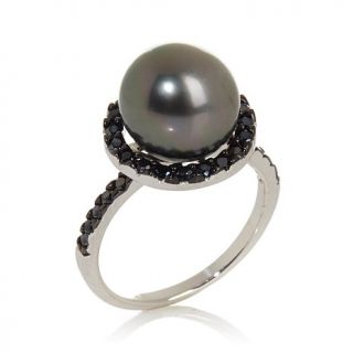 Tara Pearls 10 11mm Cultured Tahitian Pearl and .56ct Black Spinel Sterling Sil