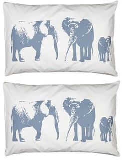 set of two elephant family pillowcases by space 1a design
