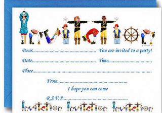 pirate party invitation   pack of 10 by alphabet gifts