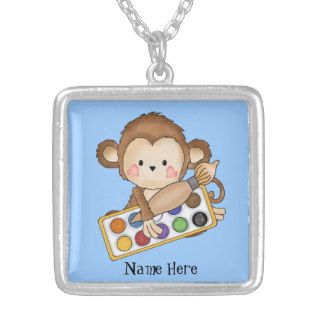 Cartoon School Monkey sterling silver monkey Necklace