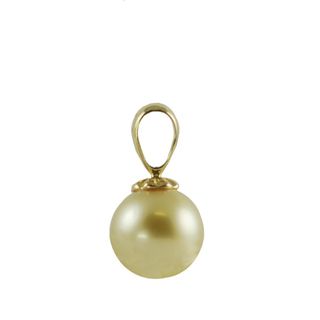 Pearls For You 14k Yellow Gold Golden South Sea Pearl Pendant (10 11 mm) Pearls For You Pearl Necklaces