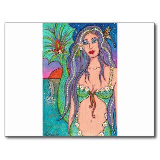Gorgeous Mermaid Dolphin Fantasy Art Post Card