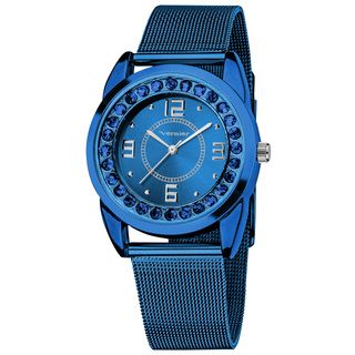 Vernier Women's Slim Blue Crystal Stone Dial Mesh Strap Watch Vernier Women's Vernier Watches
