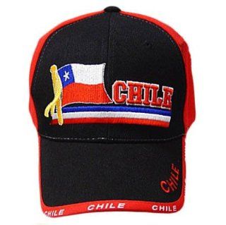 CHILE RED BLACK BASEBALL CAP HAT EMBROIDERED ADJ NEW  Sports Related Merchandise  Sports & Outdoors