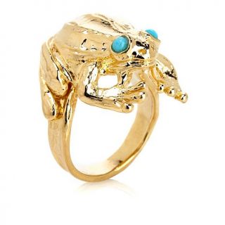 "Ragnella" Turquoise Accent Bronze "Frog" Ring