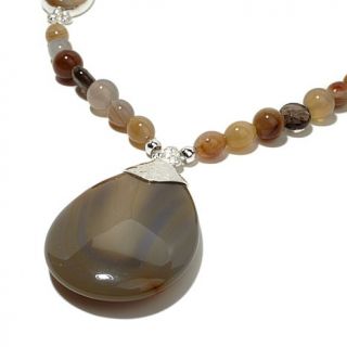 Jay King Black River Agate and Smoky Quartz Sterling Silver 18" Necklace
