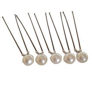 set of five simplicity pearl hair pins by corrine smith design