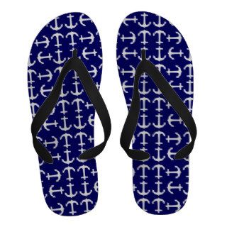 Navy Blue Anchor Pattern Design Sandals for Guys