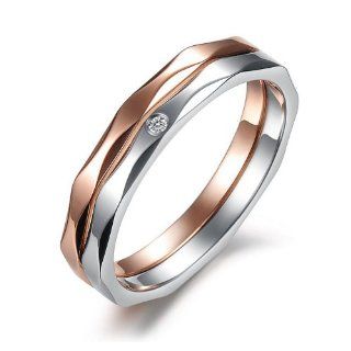 JewelryWe New Black His or Hers Gold Color Plated Stainless Steel Couples Promise Love Rings Mens Ladies Engagement Wedding Band in Gift Bag (Golden Tone) Jewelry