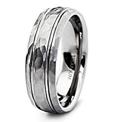 Men's Titanium Groove Hammered Ring West Coast Jewelry Men's Rings