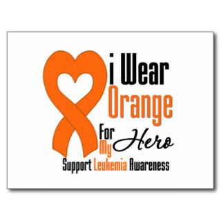 Leukemia I Wear Orange Ribbon For My Hero Postcard