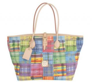 Dooney & Bourke Leather Trimmed Large Madras Cindy Tote —