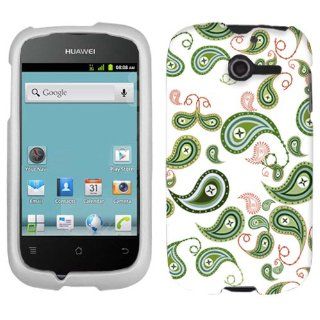 Huawei Ascend Y Green Paisley on White Hard Case Phone Cover Cell Phones & Accessories