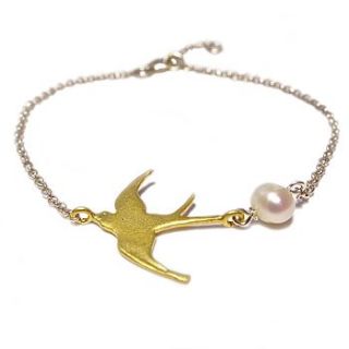 22ct gold swallow bracelet by eve&fox