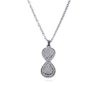 New Cz Infinity Necklace Pendant with 18 Inch Long Rolo Chain Included. Silver Plated Jewelry