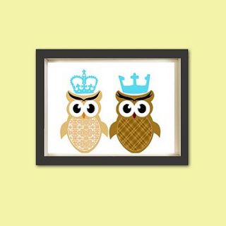 king and queen owl nursery art print by indira albert