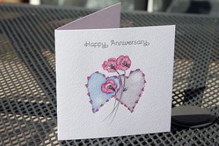 'happy anniversary' with flowers card by white mink