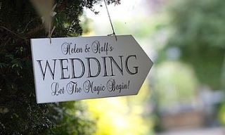 large personalised vintage wedding arrow by maggi wood art signs
