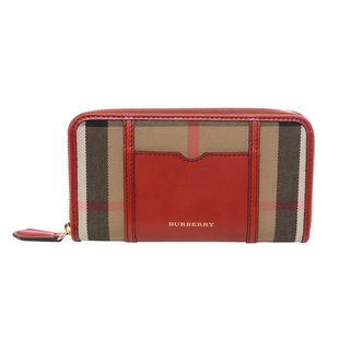 Burberry 'Satorial' Tan/ Red House Check Zip around Wallet Burberry Designer Wallets