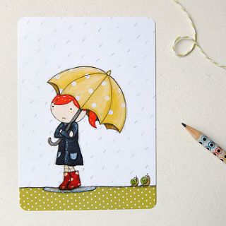 clara in the rain postcard by clara and macy