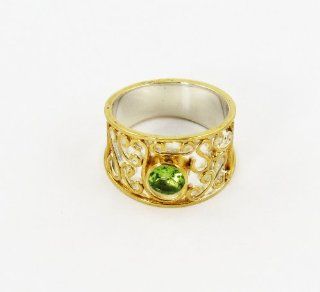 Michou Sterling Silver and Gold Peridot Designer Ring Size 9 Michou Jewelry