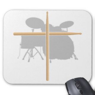 Christian Rock Drummer Drum Stick Cross Mousepad