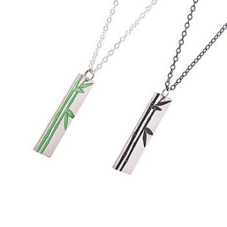 long silver bamboo pendant by kate wimbush jewellery